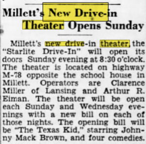 Aug 14 1948 ad Starlite Drive-In Theatre, Lansing